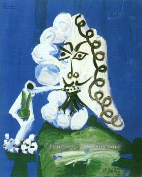 Homme assis à la pipe 1968 Cubisme Peinture à l'huile